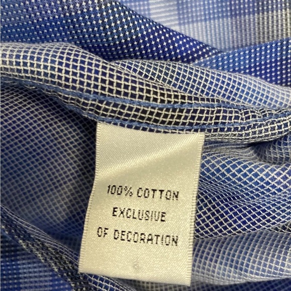 Tailorbyrd Blue Check Cotton Button Up Shirt Size XXL - Picture 8 of 8